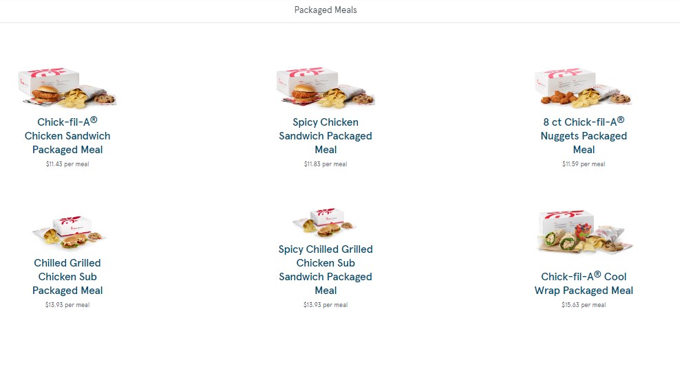 Chick Fil A Catering Packaged Meals Image