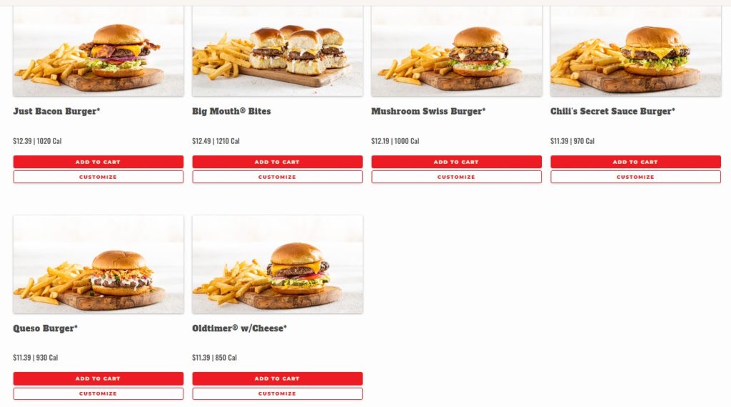 Chili's Burger Menu Price Images