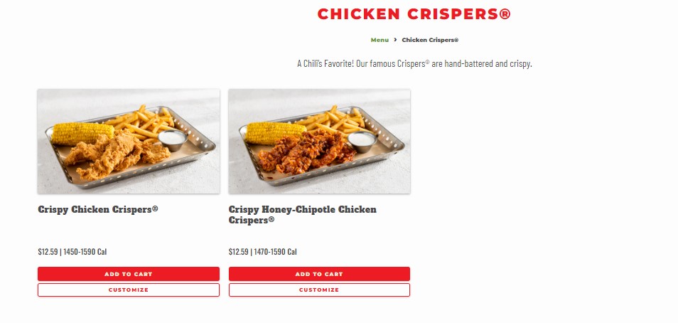 Chilis Chicken & Seafood Calories Image