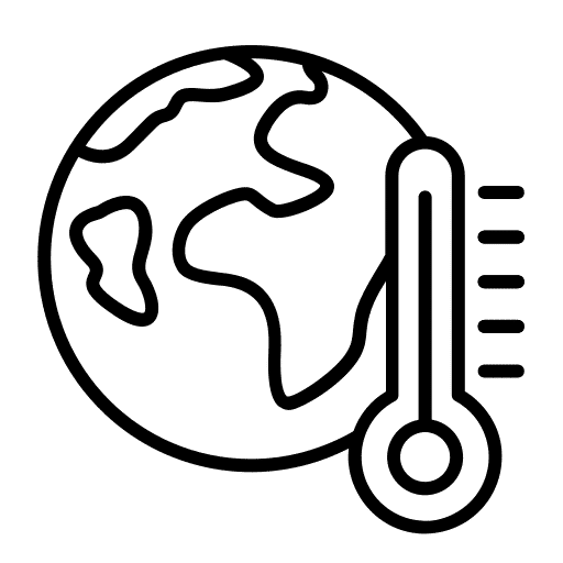 Icon Klimaschutz: Ein Thermometer und eine Erde - stark stilisiert